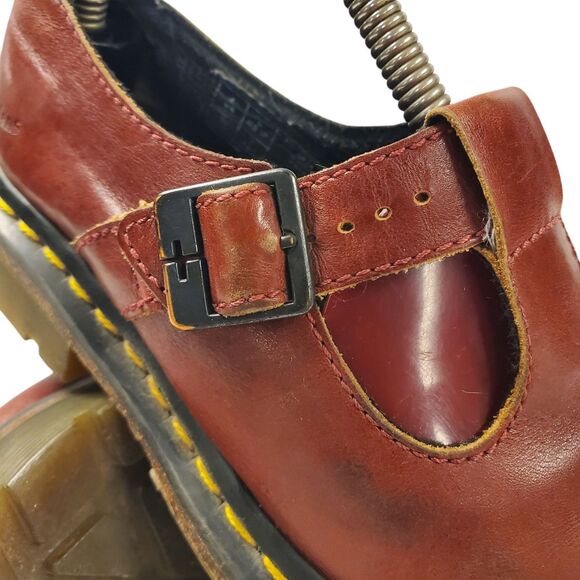 Vintage DR. MARTENS Shoes Womens Size 6 Burgundy Red T Strap Mary Janes Y2K 90s - Picture 6 of 14